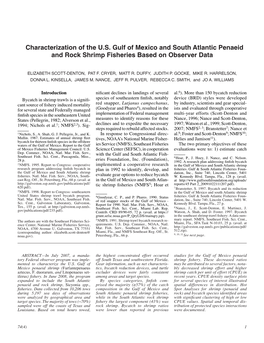 Characterization of the U.S. Gulf of Mexico and South Atlantic Penaeid and Rock Shrimp Fisheries Based on Observer Data