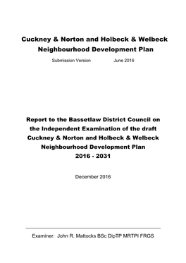 Cuckney & Norton and Holbeck & Welbeck Neighbourhood Development Plan