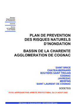 Plan De Prevention Des Risques Naturels D'inondation Bassin De La