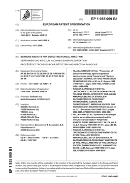 Methods and Kits for Detecting Fungal Infection Verfahren Und Kits Zum Nachweis Einer Pilzinfektion Procédés Et Trousses Pour Détecter Une Infection Fongique