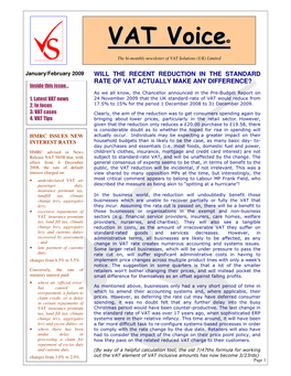 VAT Voice – January/February 2009