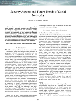 Security Aspects and Future Trends of Social Networks