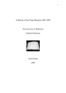 A History of the Tiegs Museum 1887-1959
