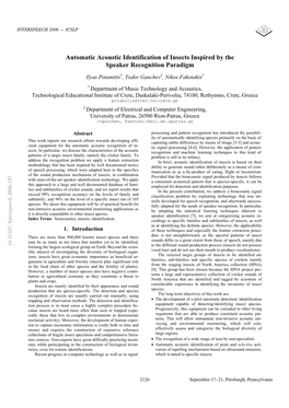 Automatic Acoustic Identification of Insects Inspired by the Speaker Recognition Paradigm