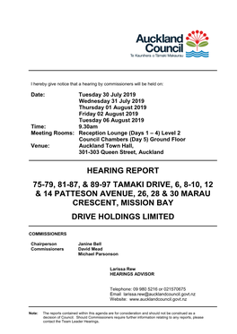 Hearing Report 75-79, 81-87, & 89-97 Tamaki