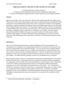Vibration During Take-Off in the Cockpit of Concorde