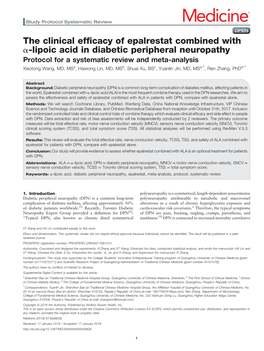 The Clinical Efficacy of Epalrestat Combined with Α-Lipoic Acid In