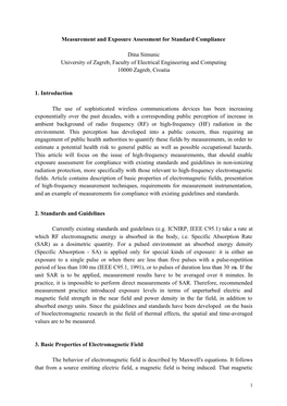 Measurement and Exposure Assessment for Standard Compliance Dina Simunic University of Zagreb, Faculty of Electrical Engineering