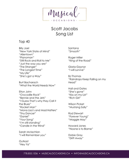 Scott Jacobs Song List