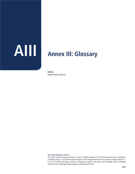 Annex III: Glossary