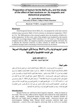 2 Preparation of Barium Ferrite Bafe12o19 and the Study