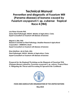 (Panama Disease) of Banana Caused by Fusarium Oxysporum F. Sp