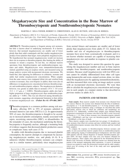 Megakaryocyte Size and Concentration in the Bone Marrow of Thrombocytopenic and Nonthrombocytopenic Neonates