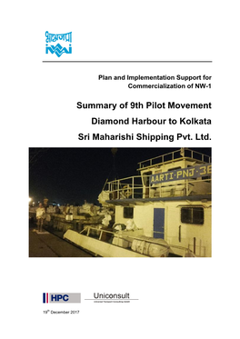 Summary of 9Th Pilot Movement Diamond Harbour to Kolkata Sri Maharishi Shipping Pvt
