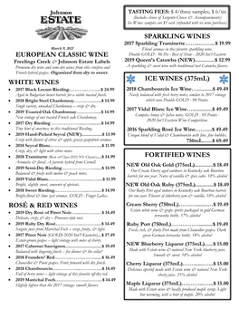 European Classic Wine White Wines Rosé & Red Wines