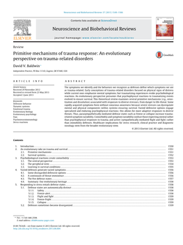 An Evolutionary Perspective on Trauma-Related Disorders