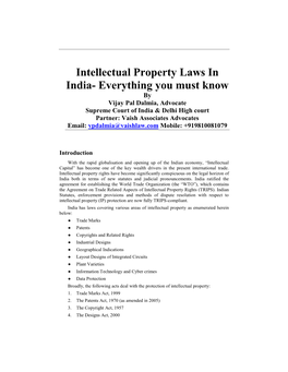 Intellectual Property Laws in India