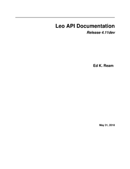 Leo API Documentation Release 4.11Dev