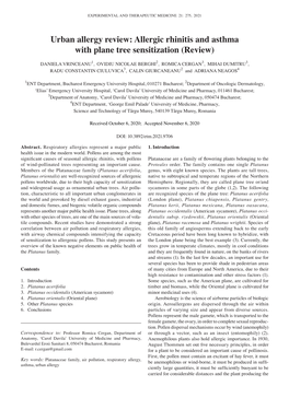 Allergic Rhinitis and Asthma with Plane Tree Sensitization (Review)