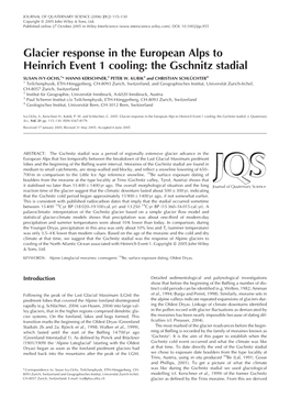 Glacier Response in the European Alps to Heinrich Event 1 Cooling: the Gschnitz Stadial