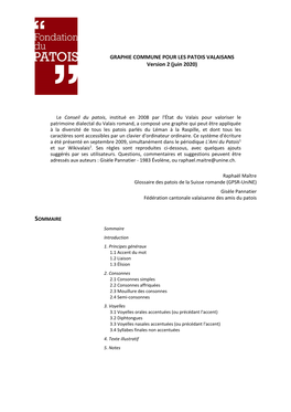 GRAPHIE COMMUNE POUR LES PATOIS VALAISANS Version 2 (Juin 2020)