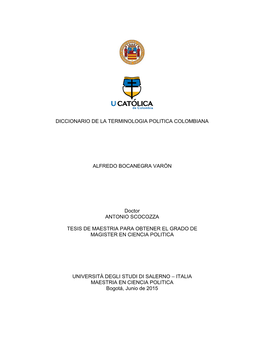 Diccionario De La Terminologia Politica Colombiana