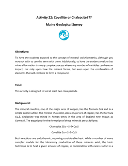 Covellite Or Chalcocite??? Maine Geological Survey