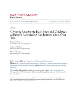 Glycemic Response to Black Beans and Chickpeas As Part of a Rice Meal: a Randomized Cross-Over Trial Donna M