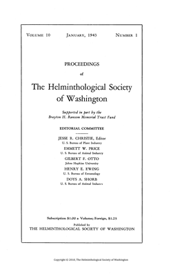 The Helminthological Society O Washington