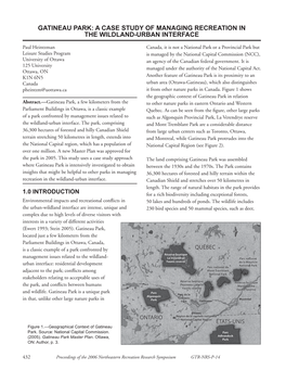 Gatineau Park: a Case Study of Managing Recreation in the Wildland-Urban Interface