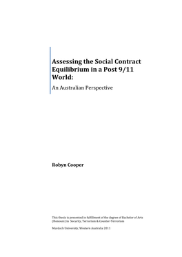 Assessing the Social Contract Equilibrium in a Post 9/11 World: an Australian Perspective