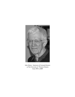 John Mereu - Instructor of Actuarial Science at the University of Western Ontario from 1957 to 2009