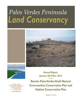 Palos Verdes Peninsula, California 90274 Communities Conservation Plan and T 310-541-7613 F 310-541-7623 Habitat Conservation Plan