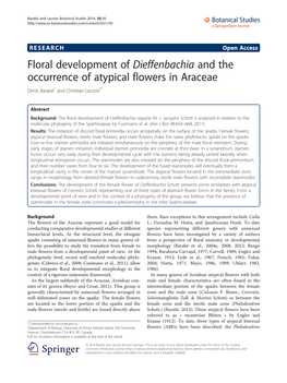 Floral Development of Dieffenbachia and the Occurrence of Atypical Flowers in Araceae Denis Barabé1 and Christian Lacroix2*