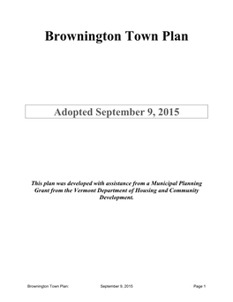 Brownington Town Plan