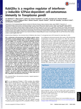 Rabgdiα Is a Negative Regulator of Interferon- PNAS PLUS Γ–Inducible Gtpase-Dependent Cell-Autonomous Immunity to Toxoplasma Gondii