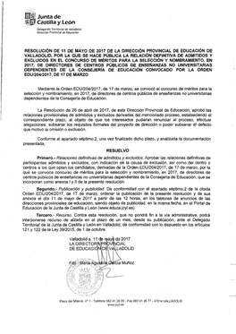 Junta De Castilla Y León Delegación Territorial De Valladolid Dirección Provincial De Educación