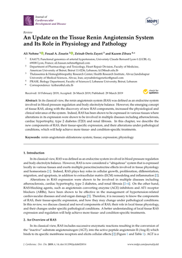 An Update on the Tissue Renin Angiotensin System and Its Role in Physiology and Pathology