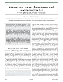 Alternative Activation of Tumor-Associated Macrophages by IL-4 Priming for Protumoral Functions