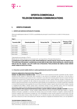 Oferta Comerciala Telekom Romania Communications