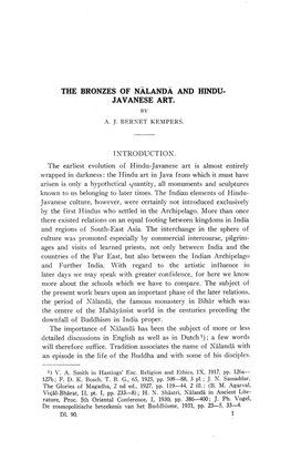 The Bronzes of Nalanda and Hindu- Javanese Art