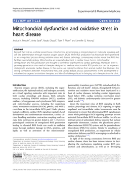 Mitochondrial Dysfunction and Oxidative Stress in Heart Disease Jessica N