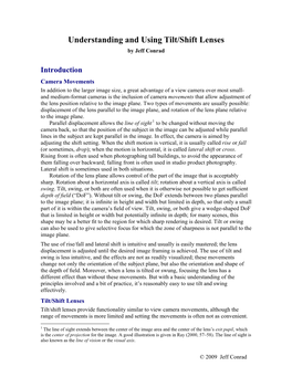 Understanding and Using Tilt/Shift Lenses by Jeff Conrad