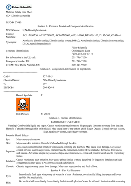 Material Safety Data Sheet N,N-Dimethylacetamide MSDS