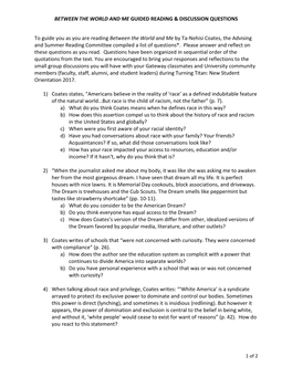 Between the World and Me Guided Reading & Discussion Questions