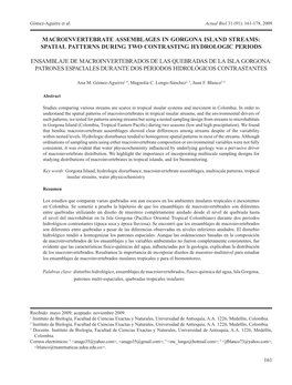 Macroinvertebrate Assemblages in Gorgona Island Streams: Spatial Patterns During Two Contrasting Hydrologic Periods