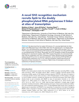 A Novel SH2 Recognition Mechanism Recruits Spt6 to the Doubly