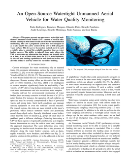 An Open-Source Watertight Unmanned Aerial Vehicle for Water Quality Monitoring