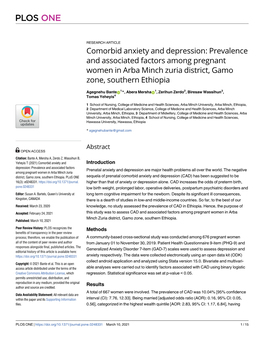 Comorbid Anxiety and Depression: Prevalence and Associated Factors Among Pregnant Women in Arba Minch Zuria District, Gamo Zone, Southern Ethiopia