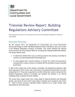 Triennial Review Report: Building Regulations Advisory Committee